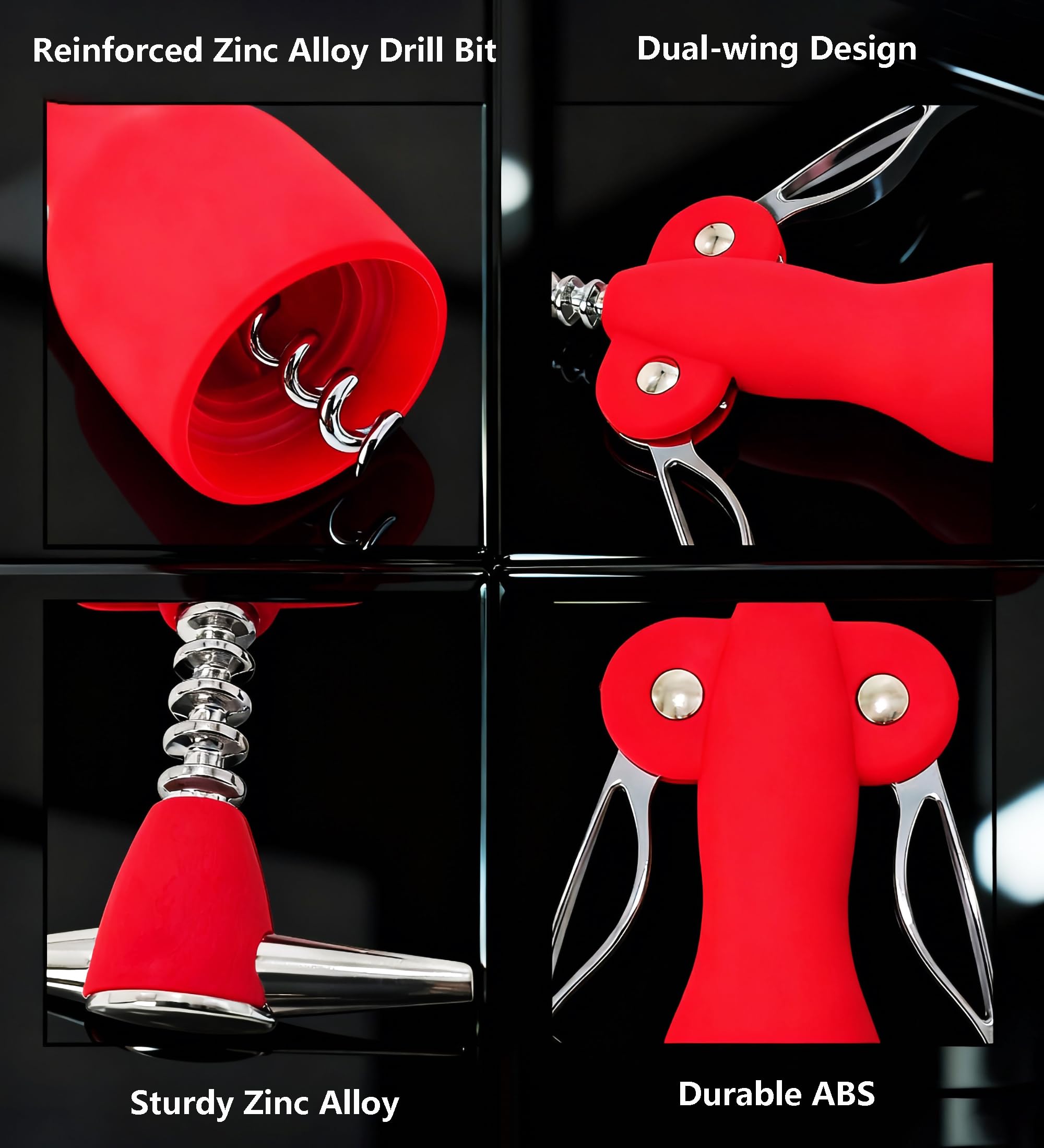 Juego de sacacorchos inspirado en la belleza con tapón de botella y aireador, diseño de doble ala (Red Beauty)