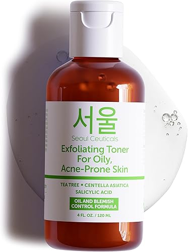 SeoulCeuticals Tónico coreano para pieles grasas propensas al acné, tónico coreano para el cuidado de la piel del árbol del té para la cara, tónico