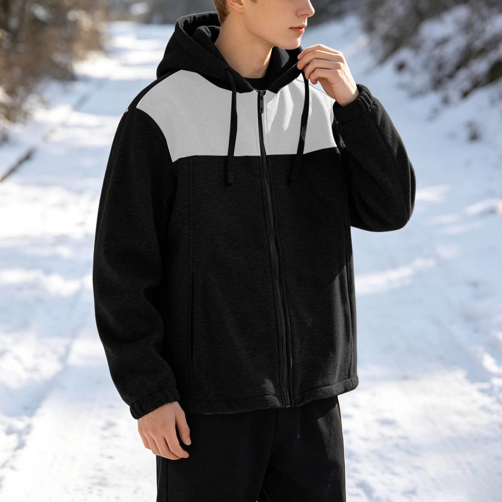 Sudadera con Capucha de Manga Larga Forrada de Felpa, Estilo Casual de Invierno para Hombre, cálida y Suave, Bolsillo Delantero, Capucha Ajustable, Ideal para frío, Calle y Diario