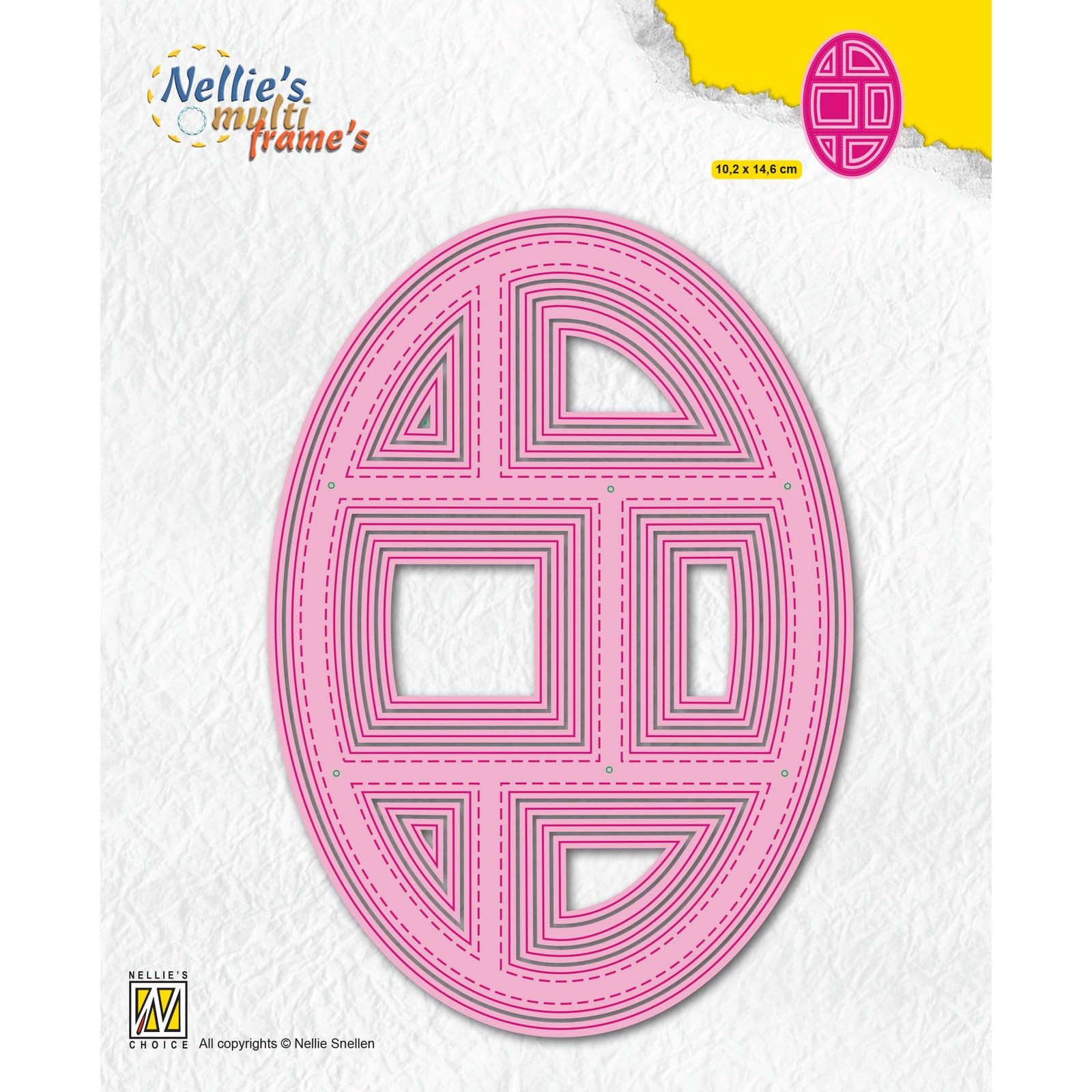 Nellie's Choice MFD135 Cutting Dies Oval Cutting Die Multi Frame Dies 18 Pieces 10.2 x 14.6 cm for Cards Crafts Scrapbooking Accessories Pink 102 x 146 mm