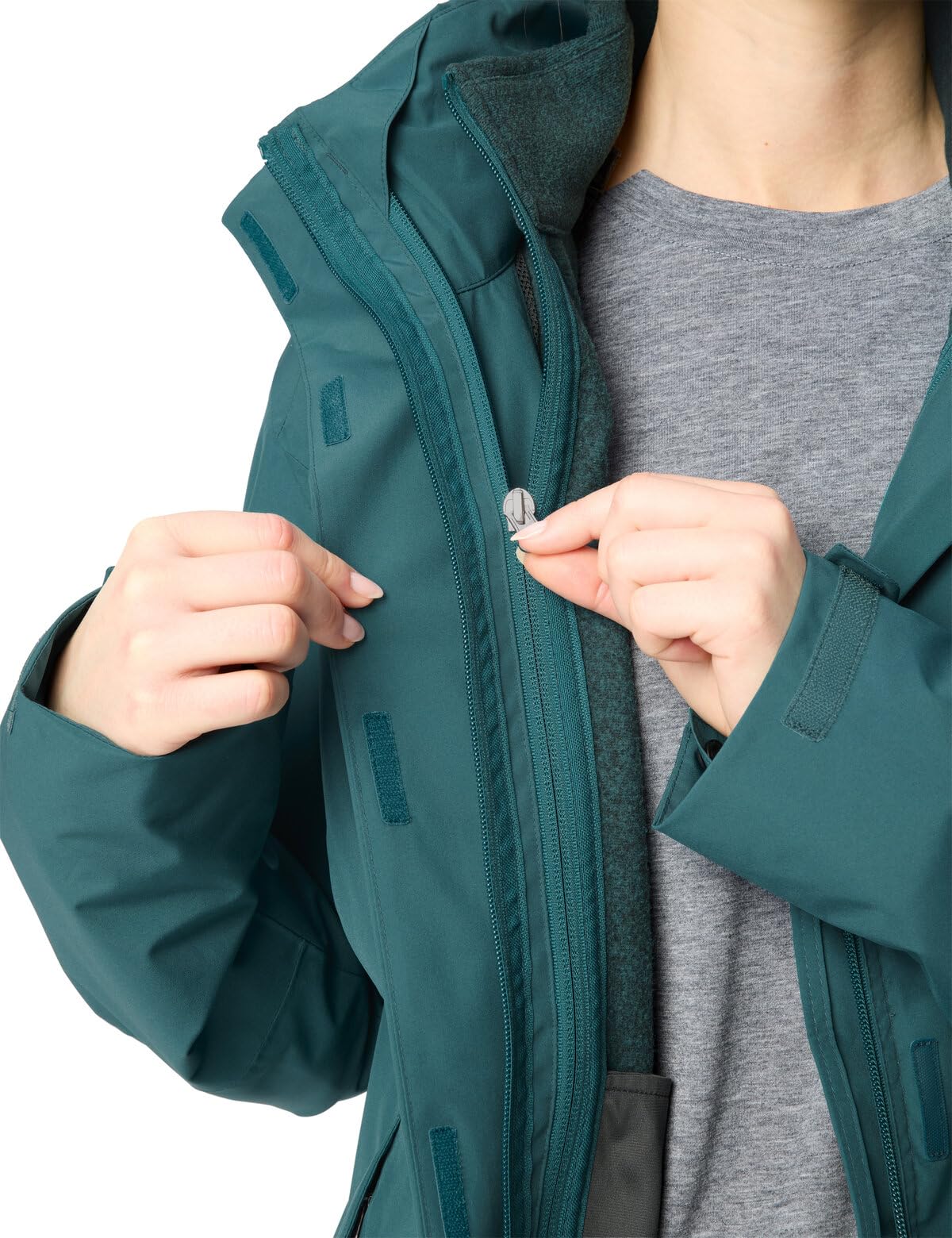 VAUDE Women's Rosemoor Chaqueta 3 en 1 para mujer, multifuncional, para exteriores, 3 en 1, resistente al viento, impermeable y transpirable
