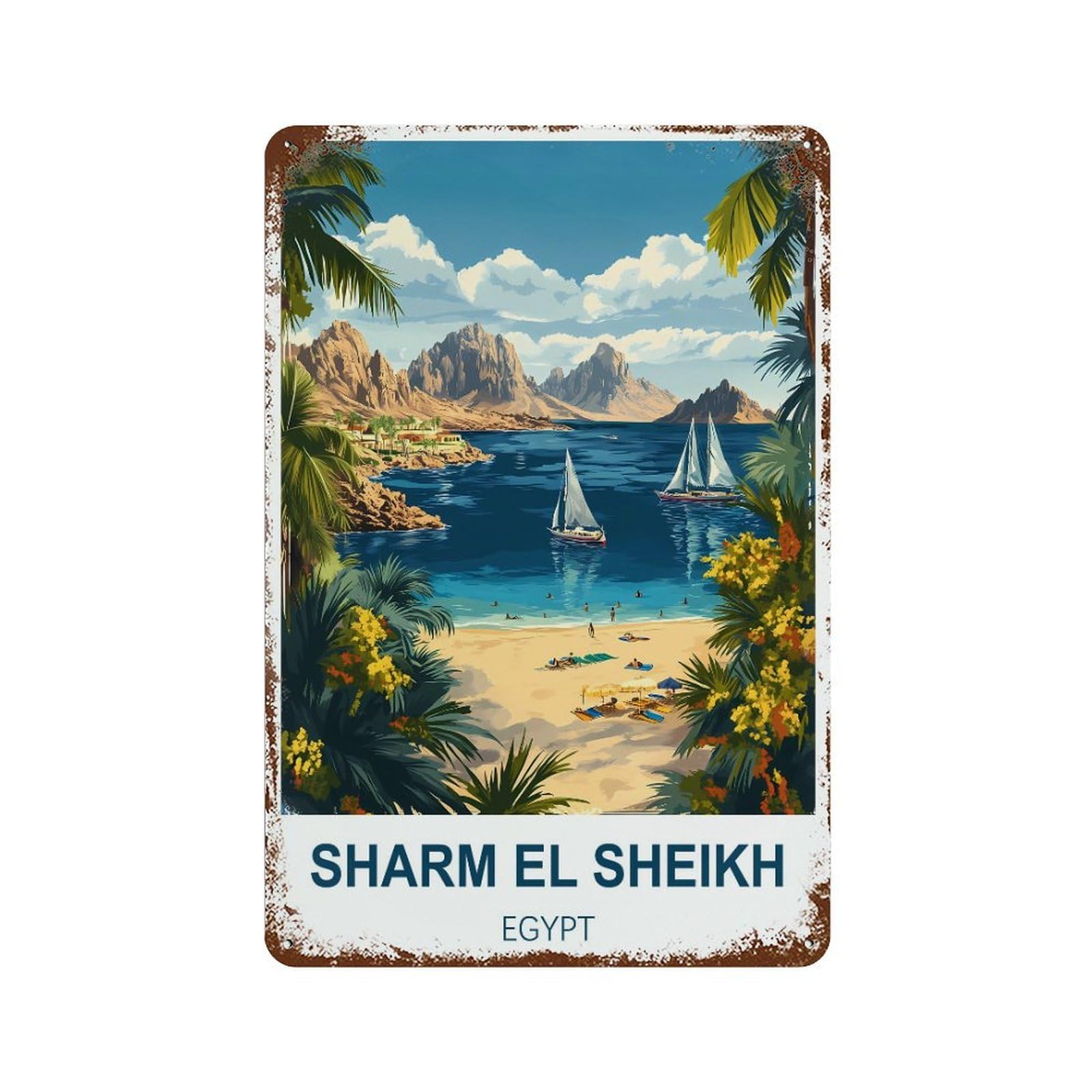 Sharm El Sheikh Egypt Retro Design Tin Painting Vintage Tin Sign 08x12inch(20x30cm) Wall Art for Home Office Bedroom Living Room Cafes Wall Decor