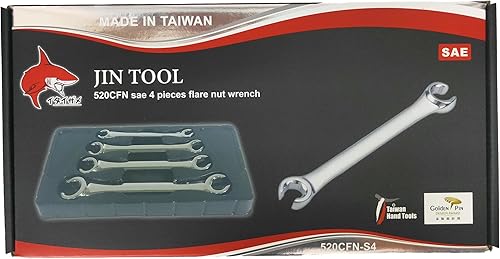 Llave de tuerca acampanada, llave de línea de rotura, alto par, 4 piezas SAE, tamaño 38 pulgadas x 716, 12 pulgadas x 916, 58 pulgadas x 1116, 34