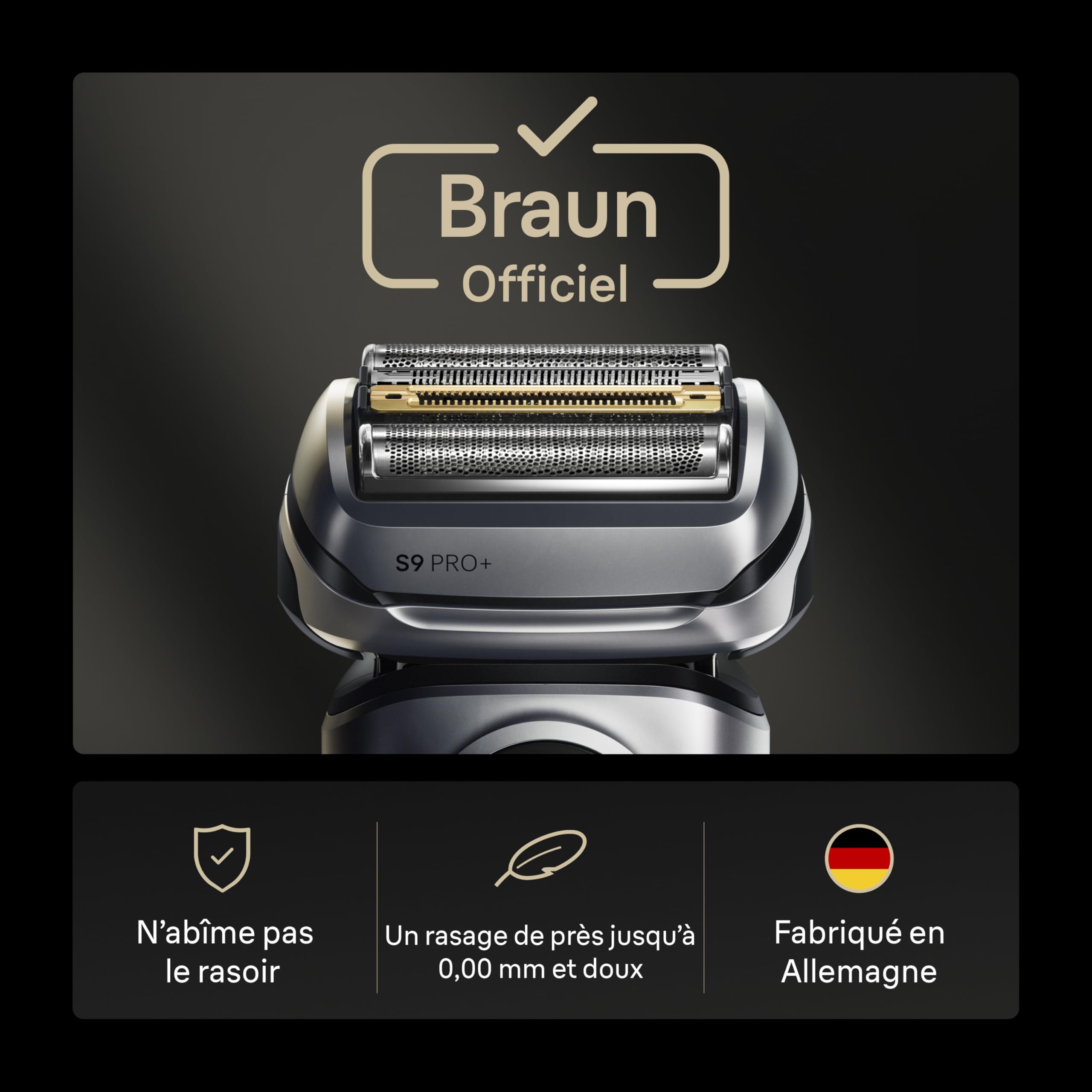 Braun Tête De Rasoir Electrique Homme Series 9 PRO + 96M Noire, ORIGINALE, Remplacement De La Grille Pour Un Rasage De Près, Lames Ultra Fines, Elément De Rechange OFFICIEL