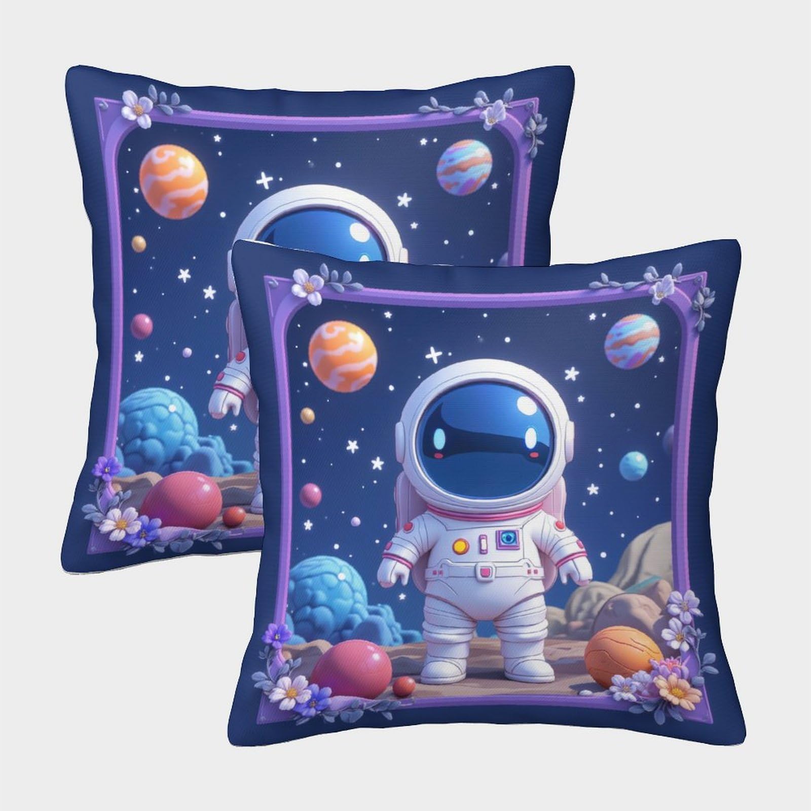 QFVANSIYO 3D Printed Astronaut Space Microfiber Pillowcase for Adults Teens Bedroom Bedding Decor Space Pillow Cover 40x40cm