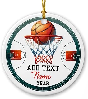 Personalized Add Text Basketball Player Ceramic Keepsake 2025, Sport Christmas Ornament Gift for Kids Boys Girls, Custom Name & Year Basketball Lover Xmas Tree Ornament, Sport Coach Ceramic Ornaments