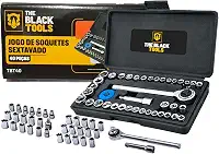 Kit Jogo Soquetes Sextavado C/Catraca 40 Pcs Reversível