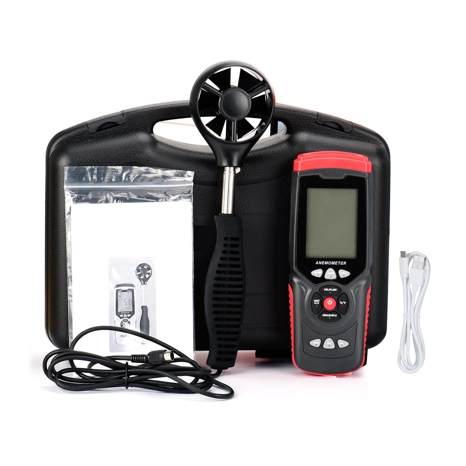 Anemómetro Digital Profesional De Mano, Medidor De Velocidad Del Viento Multifunción, Anemógrafo Con Ventilador Auxiliar Desmontable