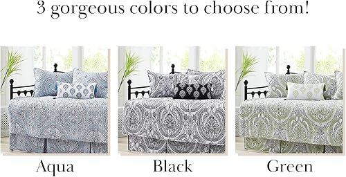 Vista 36 de Southshore Fine Living - Juego de funda acolchada de 6 piezas, diseño de hojas botánicas, color azul Hojas Botánicas Azul