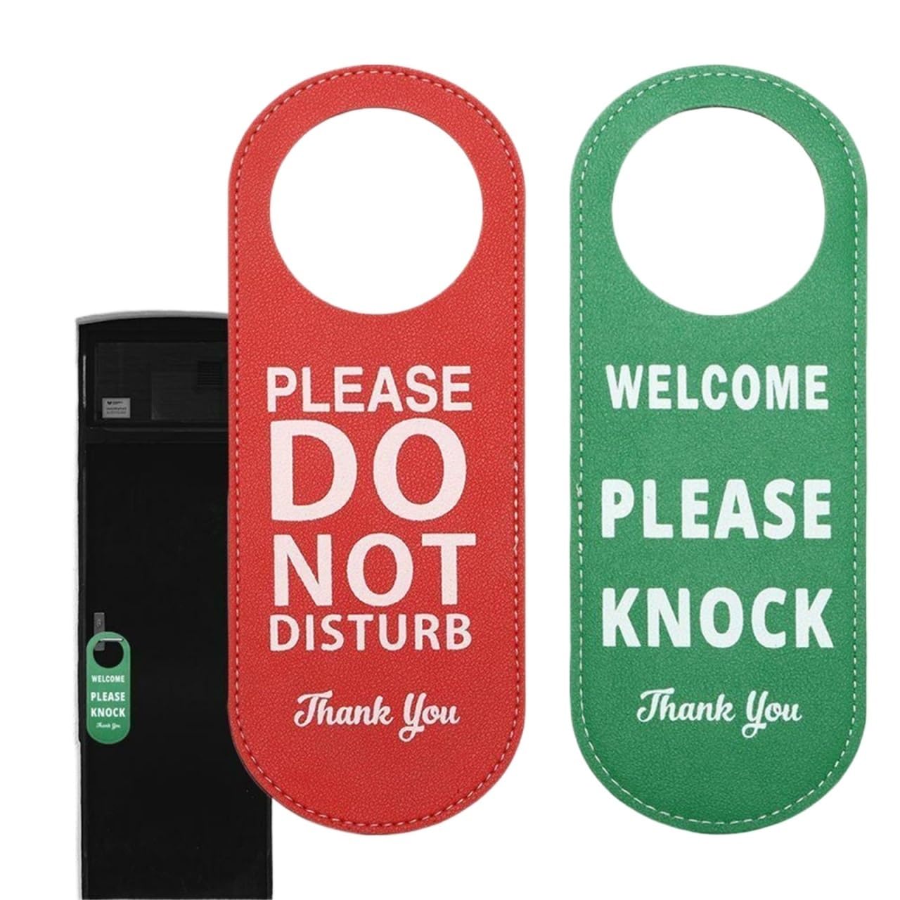 ZRHWSPD PVC Door Knob Hangers 1PC 22.5x8.5CM Door Sign Do Not Disturb Please Knock Hanger Tags Label Bulletin Board(Red Green)