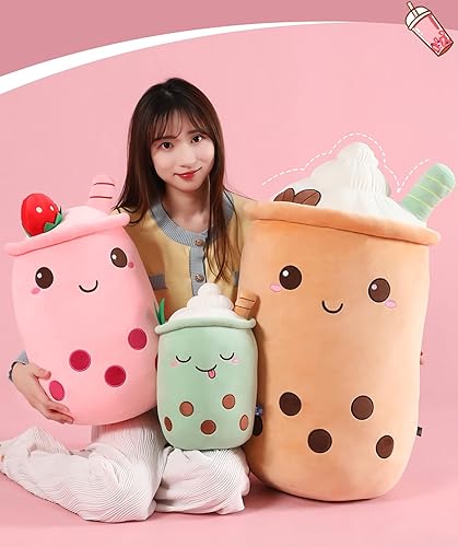 Miniatura 6 de VICKYPOP Boba - Lindo cojín de peluche con forma de té con burbujas en forma de comida, cojín de dibujos animados con frutas y leche, regalo para