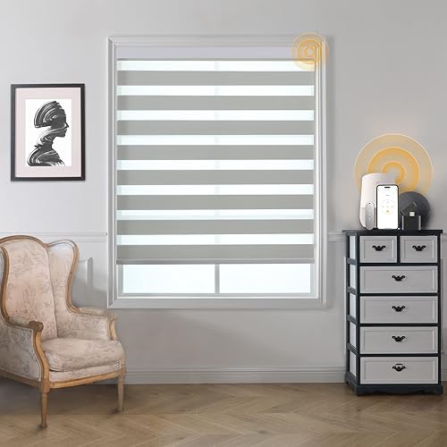Persianas motorizadas de cebra inteligentes con control remoto, persianas eléctricas para ventanas interiores, filtrado de luz, persianas
