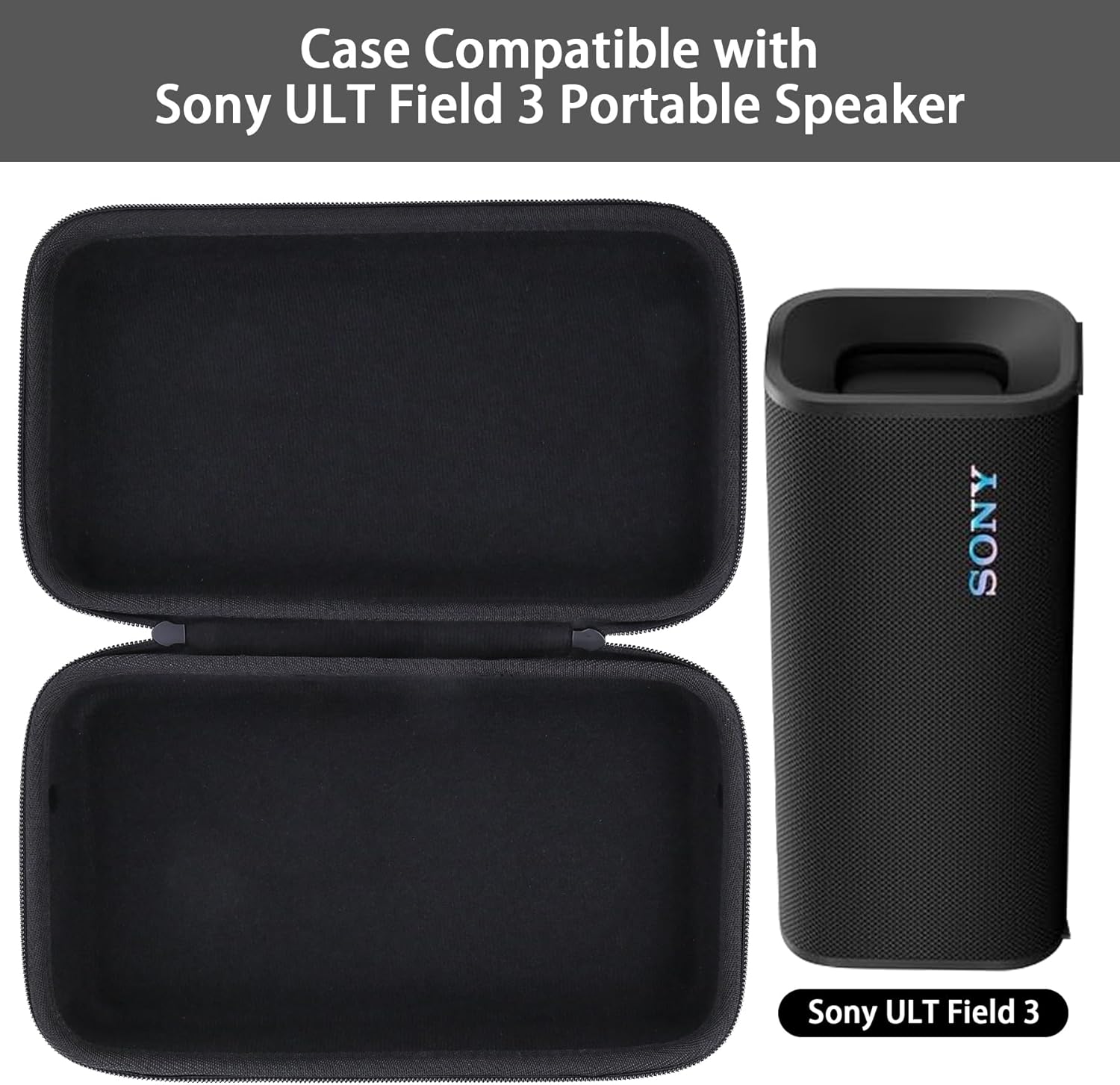 co2CREA Hard Case Replacement for Sony ULT Field 3 Wireless Portable Bluetooth Speaker (Black Case) - Image 2