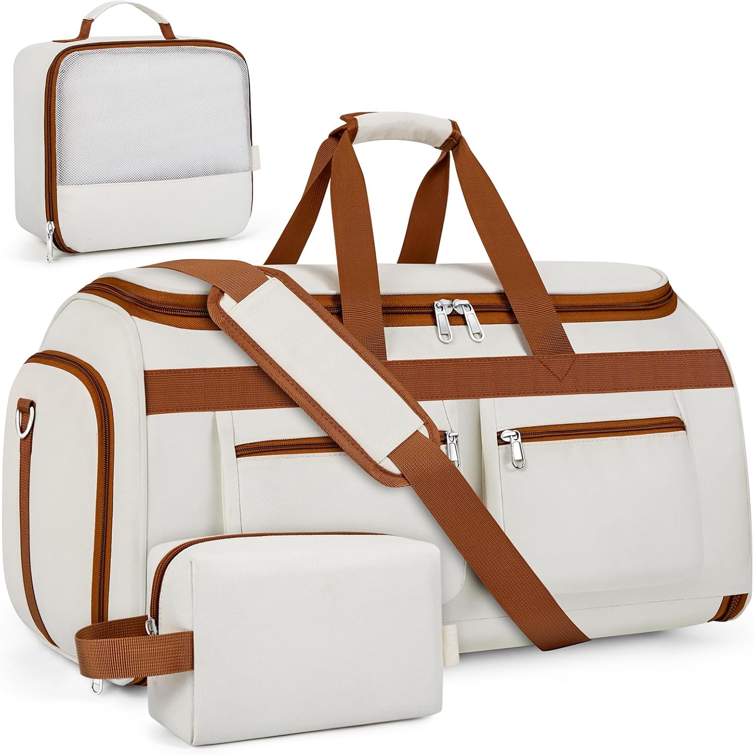 Convertible Garment Duffel Bags for Travel - Carry on Garment Duffle with Toiletry Bag Storage Bag Large Travel Duffel Bag 2 in 1 Hanging Suit Bag Weekender Bag for Men Women 3pcs Set