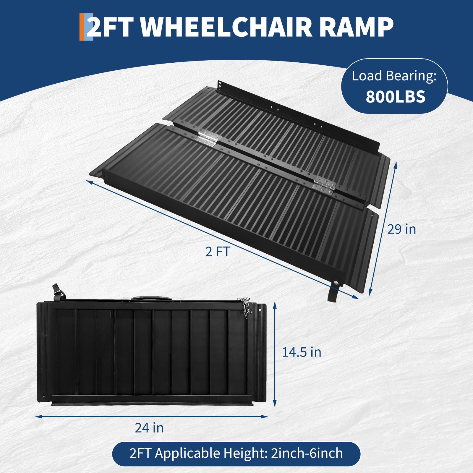 Garvee Rampe d'accès Pliable en Aluminium antidérapant pour Fauteuil Roulant – Portable avec poignée – Capacité 360 kg – Idéale pour seuils, marches et escaliers – Kit d'outils de Jardinage Manuel –