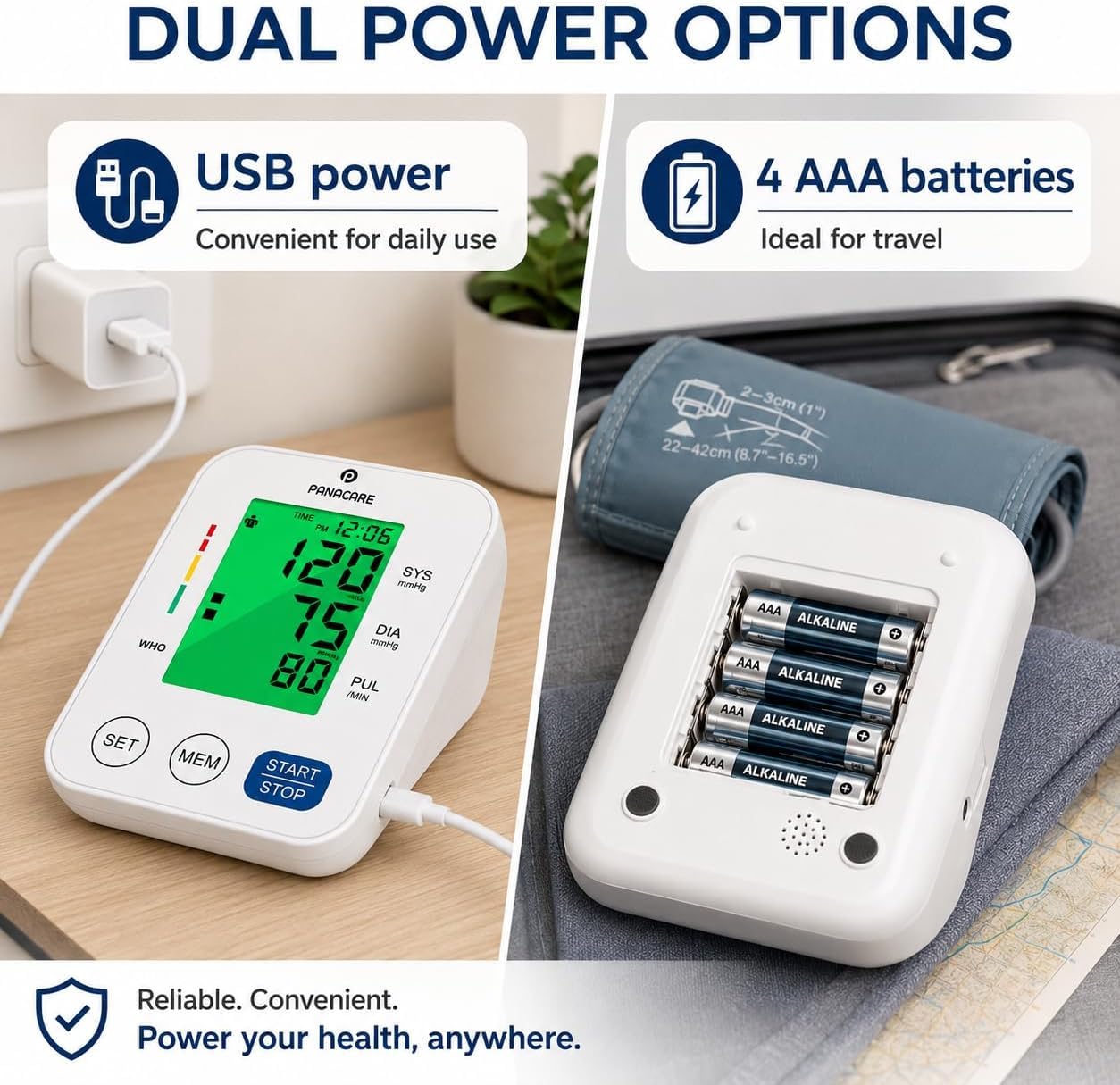 Monitor de presión arterial de brazo eléctrico, dispositivo automático de presión arterial para el hogar, color blanco
