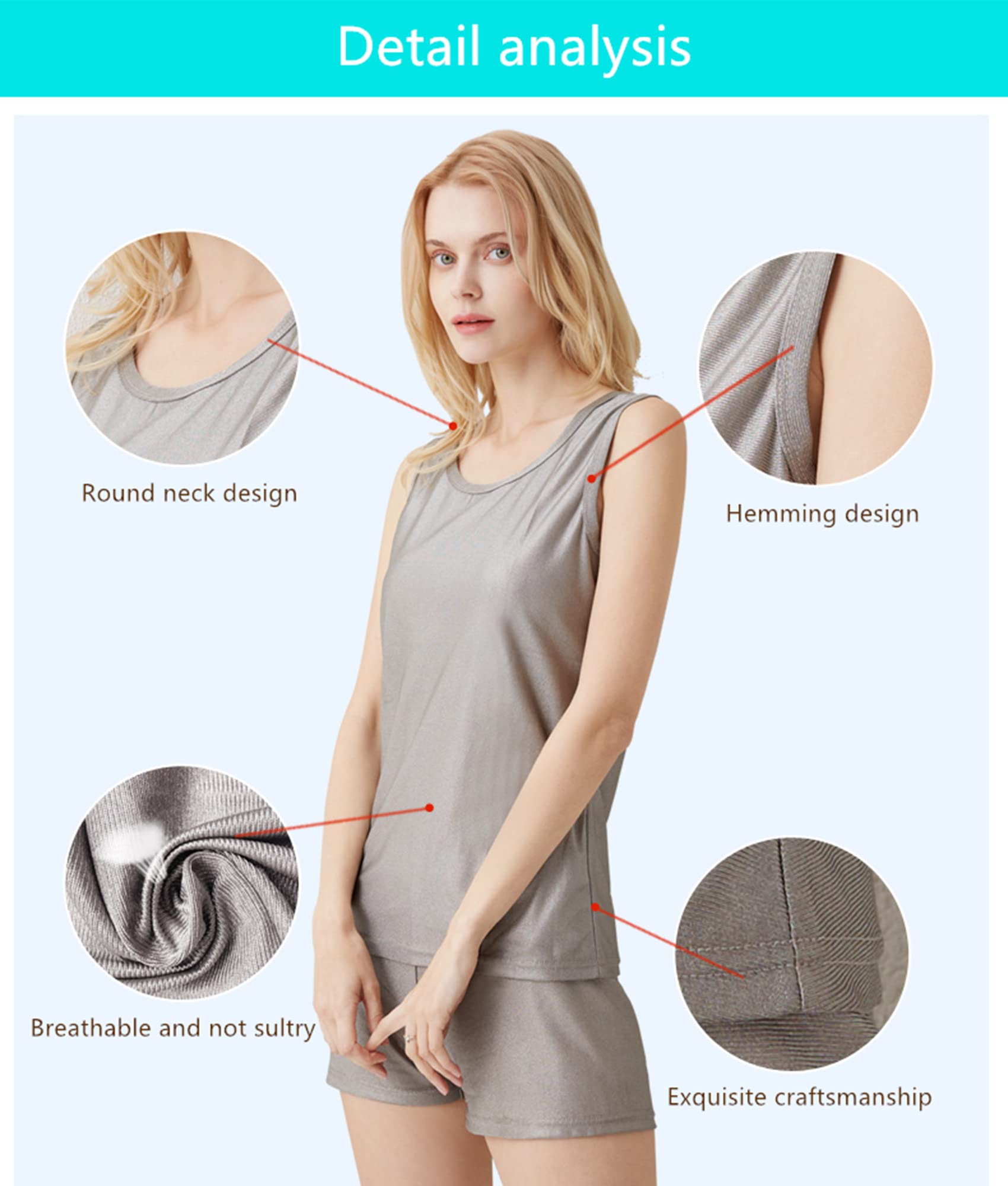 EMF 5G-Abschirmung, eng anliegende Weste für Damen, Unterwäsche-T-Shirt aus 100% Silberfaser, EIN Strahlenschutzanzug für EMF-Abschirmkleidung