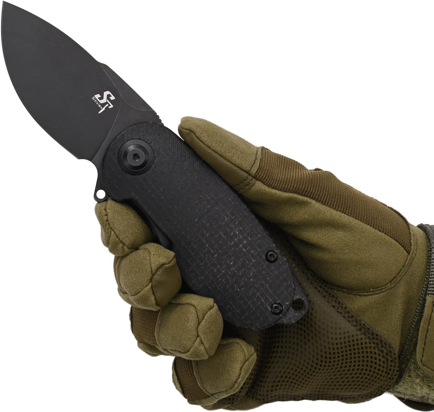 Sitivien ST150 Pocket Folding Knife,Sandvik 14C28N Black Stonewashed Blade with Micarta Handles EDC Tool Knifes for Outdoor Survival,Camping,Hiking,Hunting,Fishing(Black) … …
