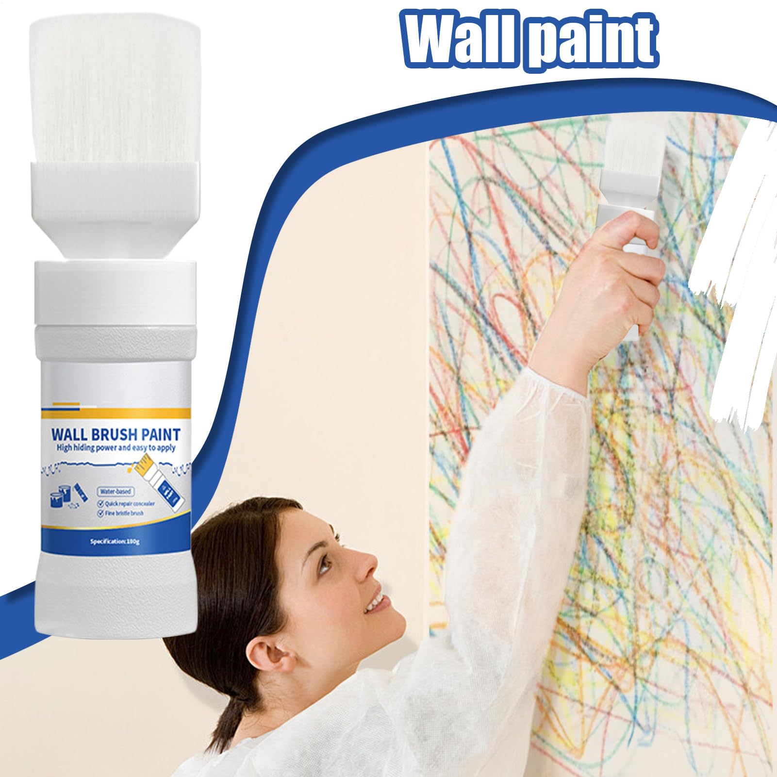 Safe Wall Paint - Wall Repair Paste Practical, Design with Easy Application for Home Maintenance Painting Kit for White Ceiling Touchup Paint with Brush to Remove Stains Scratches Marks Walls