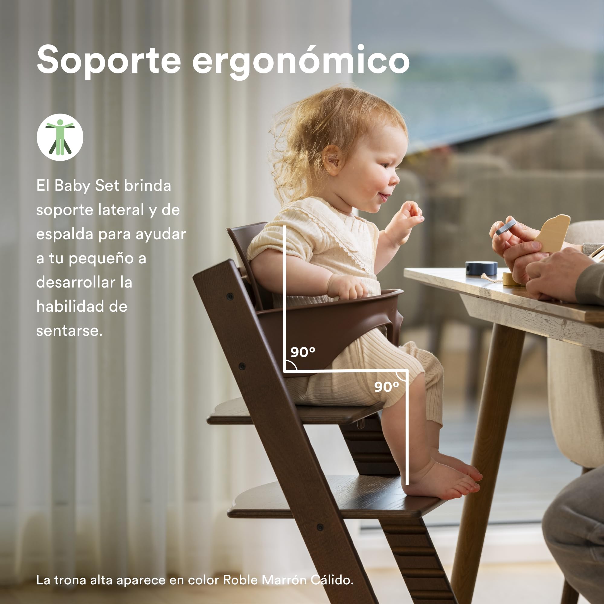 Trona Tripp Trapp de Stokke, Natural (Incluye Silla + Baby Set 2) con Newborn Set (Grey) - Diseño Seguro, Ajustable y Ergonómico