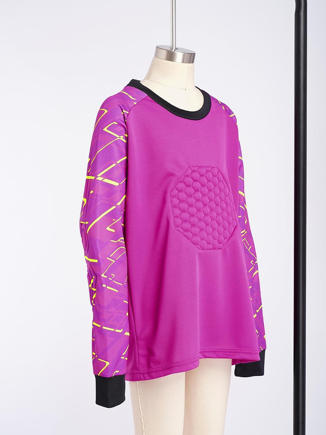 Kids Boys Padded Protection Goalie Shirt Geometric Print Football Pullover Tees Soccer Keeper Jersey