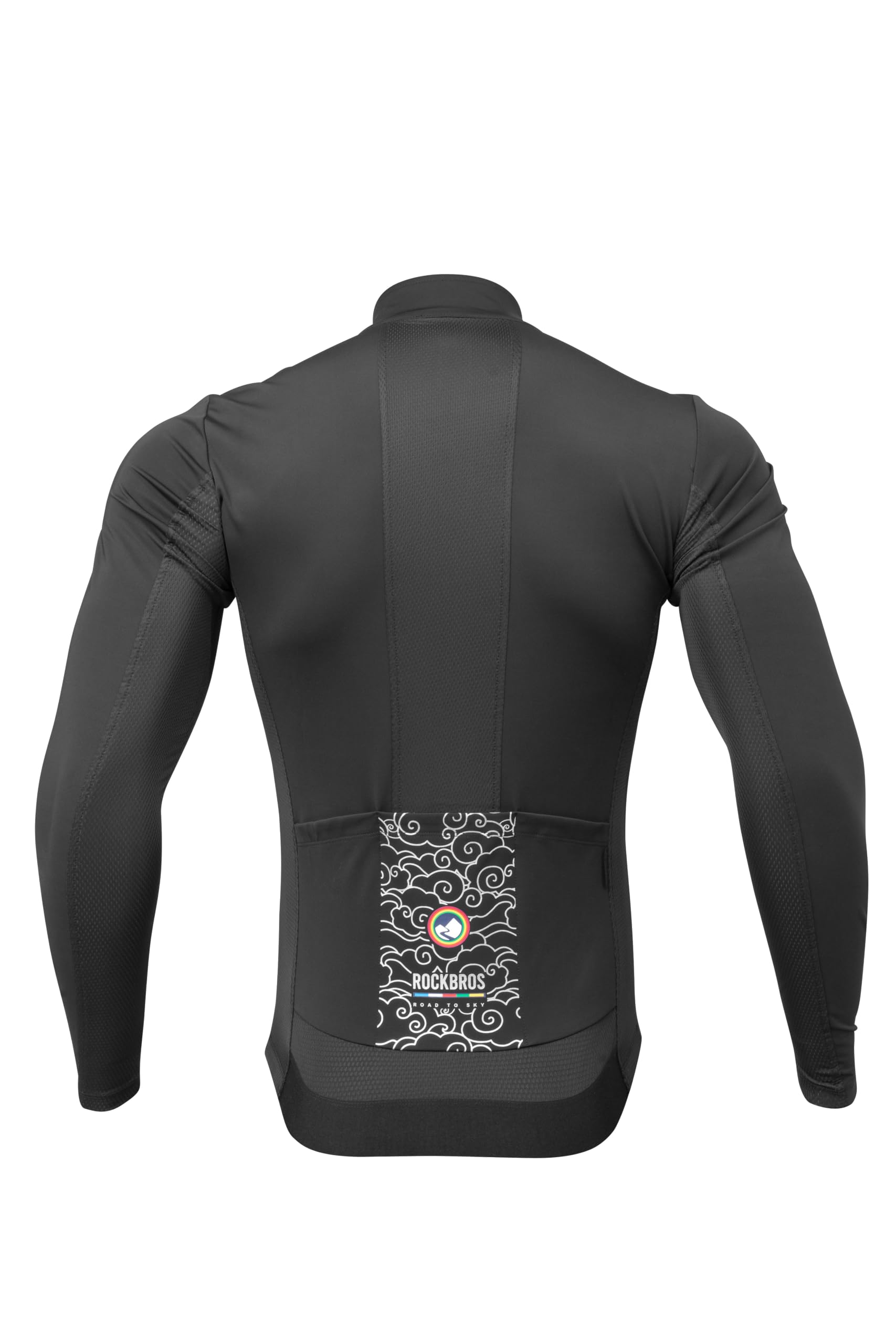ROCKBROS Road to Sky Maglia Ciclismo Uomo, Elastico Antivento Sportivo | Manica Lunga Asciugatura Rapida, 3 Tasche con orlo antiscivolo, Traspirante per MTB, Gravel, Bici da Strada