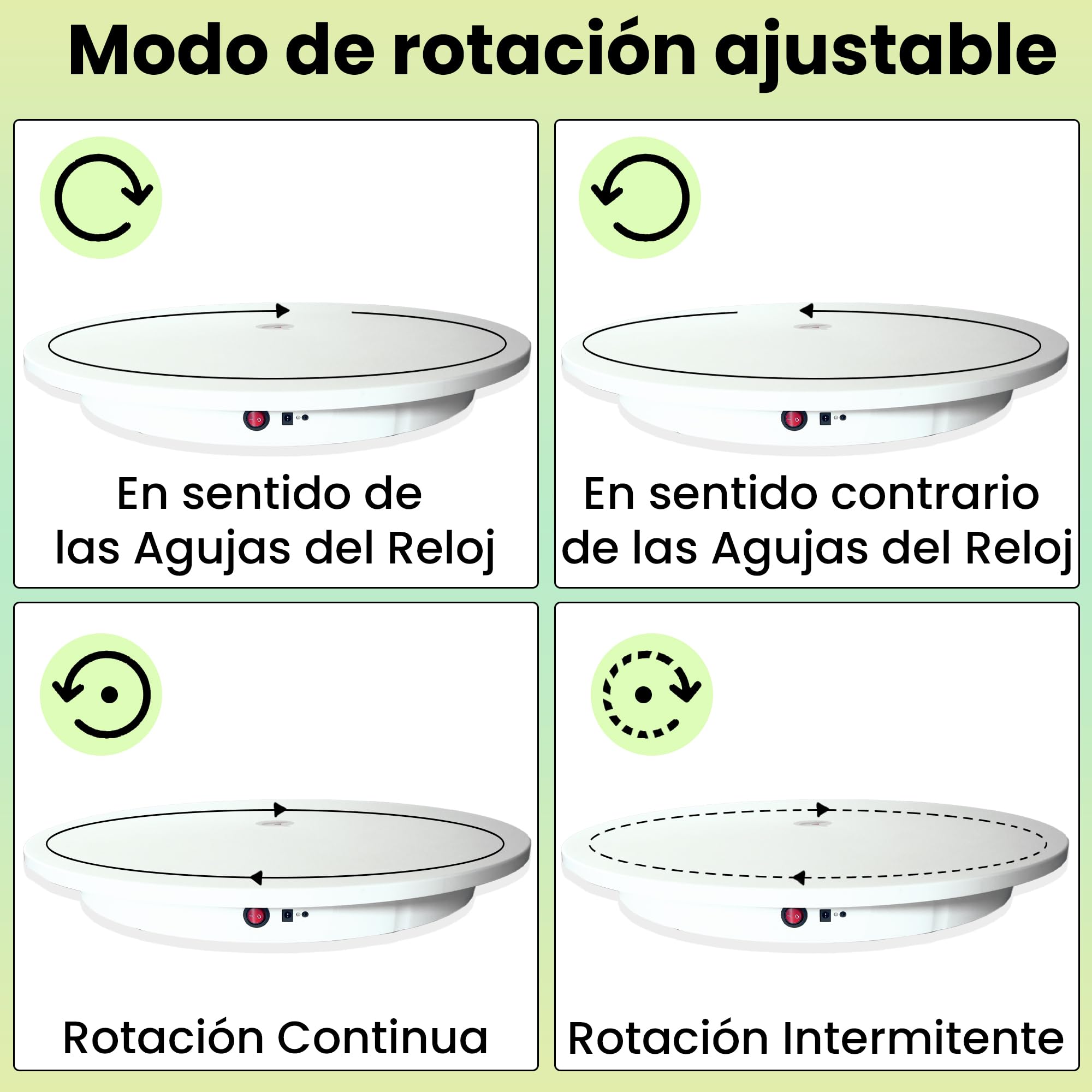 Table rotative électrique 60 cm, base pivotante à 360° avec support jusqu'à 100 kg, plateau rotatif pour photographie et vidéo, rotation configurable depuis la manette, photo Booth, couleur blanche,