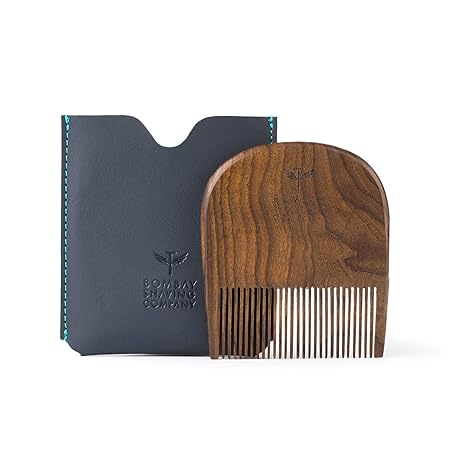 Bombay Shaving Company U Shaped Beard Comb made with Sheesham Wood and Free Faux Leather Pouch