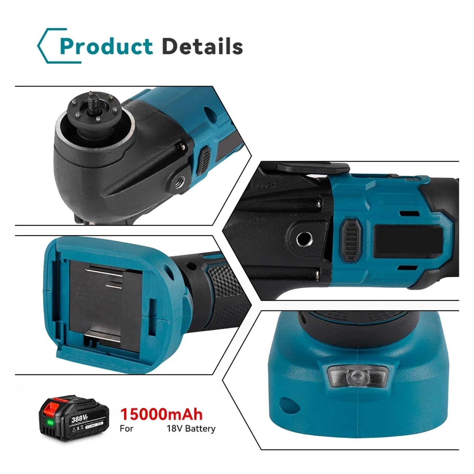 Multiherramienta Oscilante Sin Escobillas, Sierra Eléctrica, Recortadora, Pala, Corte, Pulido, Herramienta De Carpintería For Batería De 18V Versatilidad(2 Battery Set)