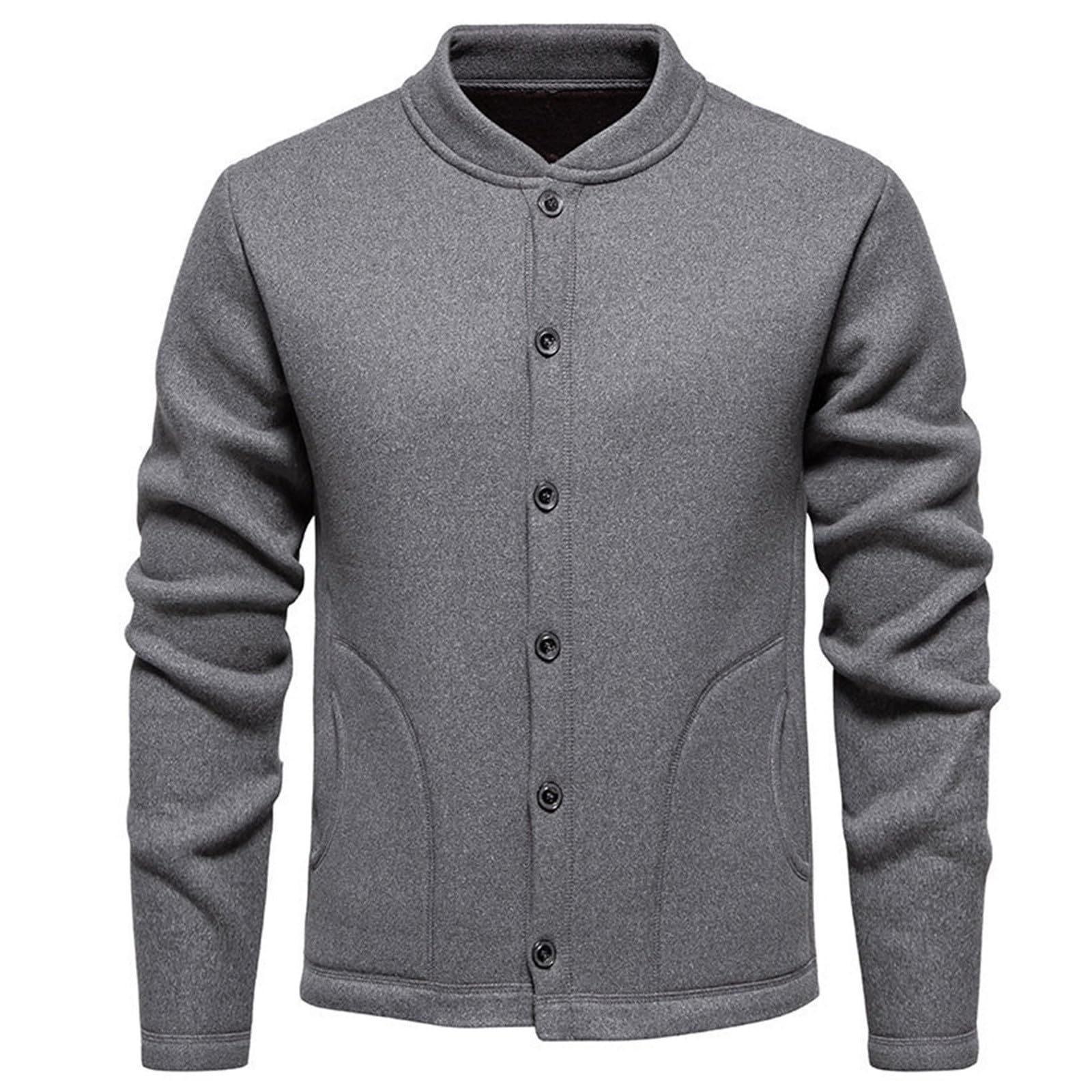 Trachten Janker Herren, Herren Cardigan, Herrenstrickjacke Knopfleiste Strickwaren Hochgeschlossenes Warme Trachtenjanker Dicke Feinstrike Hemd Jacke Solid Basic Jacke Lässig Weiches
