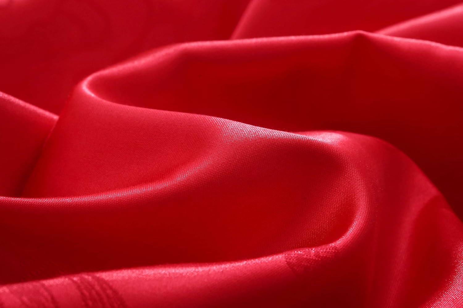 I-MART Chinese Wedding Bedding Set Queen 4Pcs – Red Satin Sheets with Dragon & Phoenix Embroidery, 100% Cotton Satin, Duvet Cover & Flat Sheet, No Filler