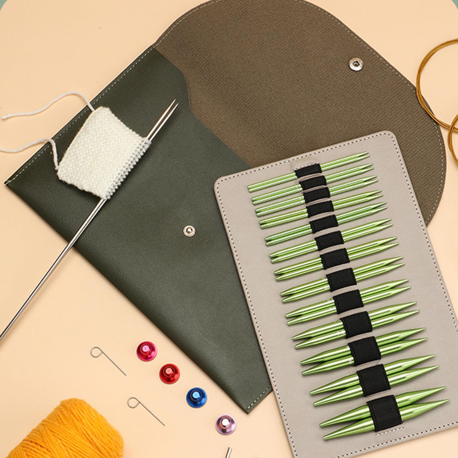 13 Paar Aluminium Rundstricknadeln, austauschbares Rundstricknadel Set für Pullover, Socken, Mützen, verschiedene Größen
