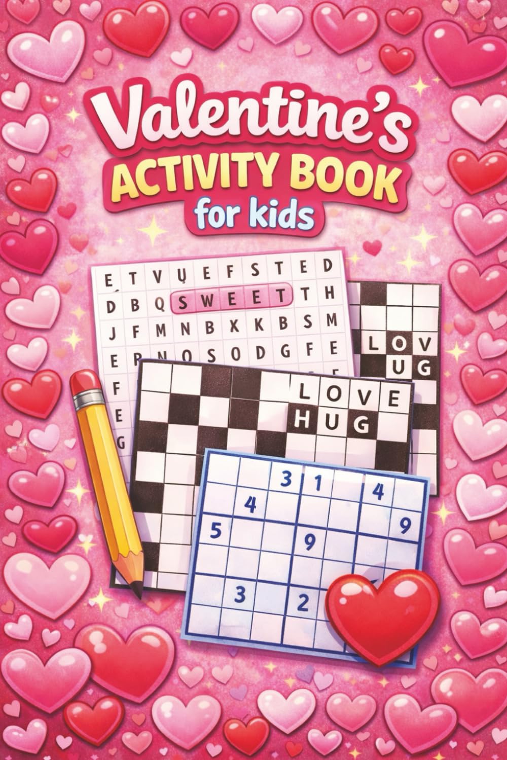 Valentine's Activity Book For Kids: Activity Book for Kids | Valentine Word Search, Sudoku, Mazes, Crossword Puzzles for Kids | 6x9 Inches, 108 pages | 50+ Puzzles | Solutions Included