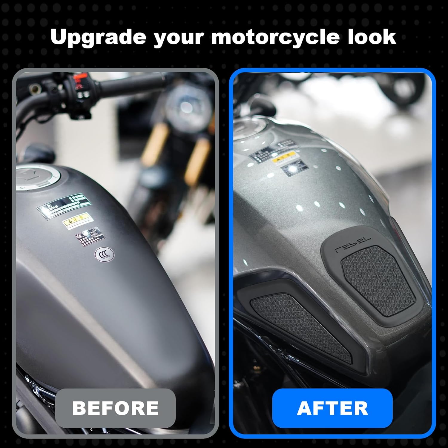 Motorcycle Tank Pad Sticker Gas Oil Fuel Tank Pad Decal Anti-Slip Protector for Honda Rebel 1100 CMX1100 CMX 1100 2021-2025 (Black)