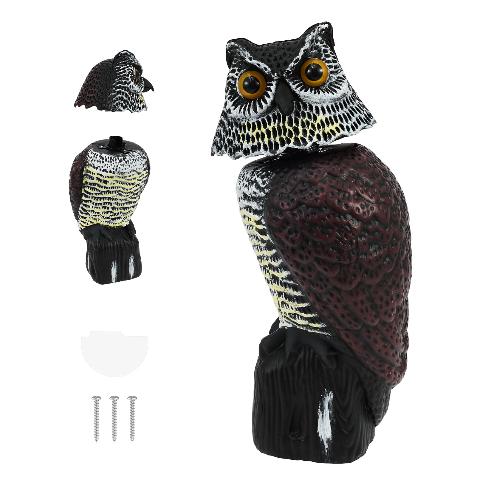 ATopoler Owl Decoy to Scare Birds Away, 360° Rotating Head Sculptures