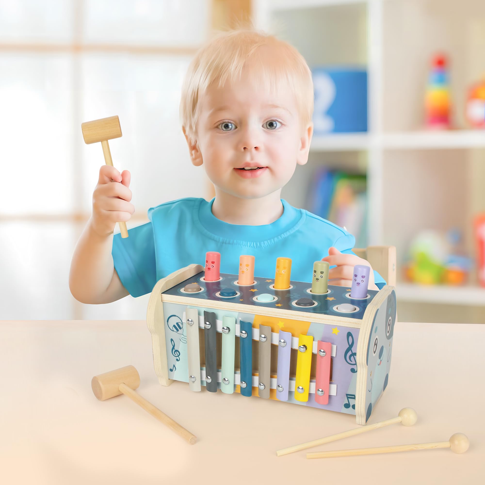 Jouets d'éducation Jouet bebe 1 an Montessori adaptés au-dessus de,Celui-ci Jeux montessori 1 an intégrant martelage,Xylophone bebe et la reconnaissance des nombres,Est le cadeau d'anniversaire idéal