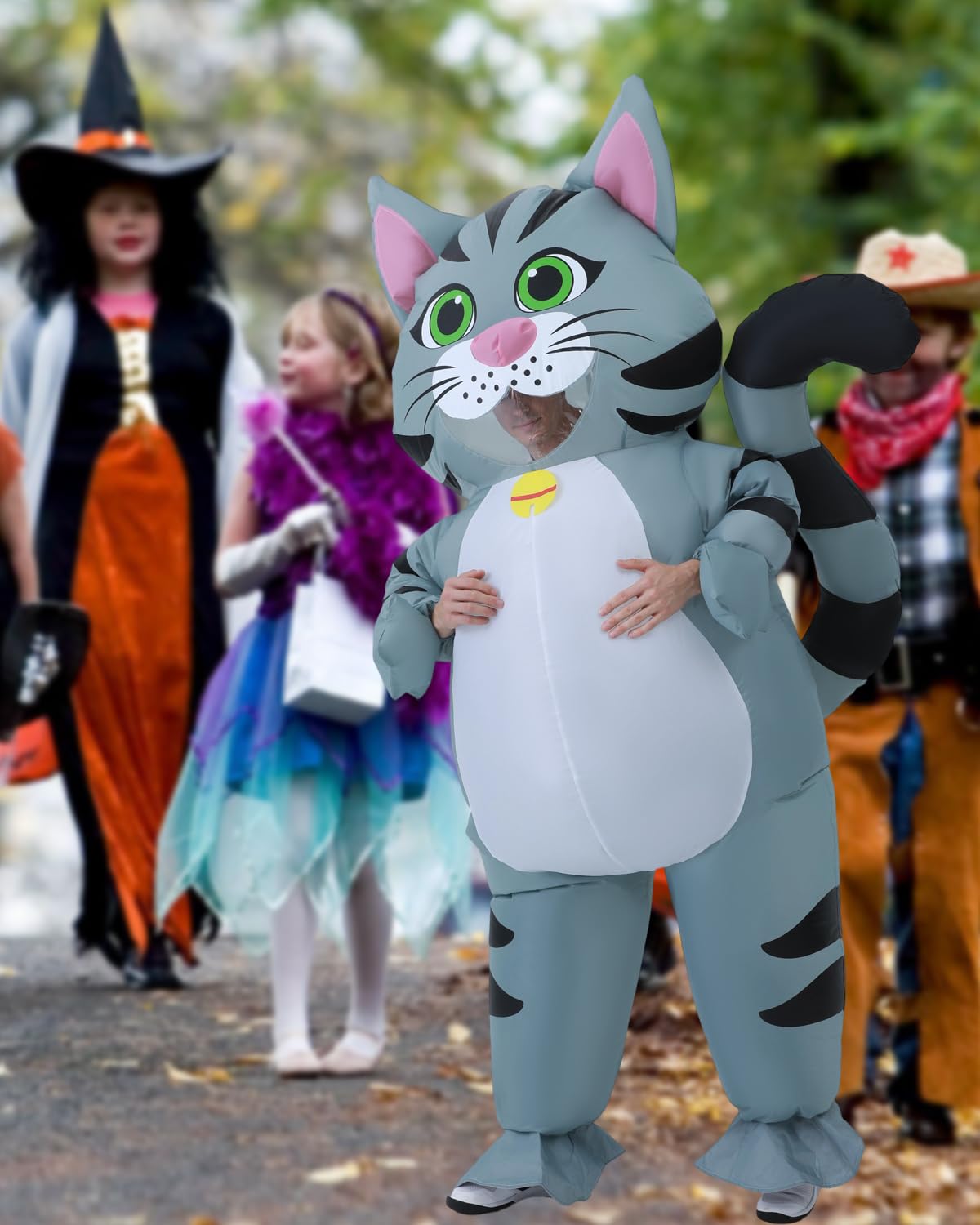 FXICH Disfraz hinchable para adultos, disfraz de gato, talla única (150-190 cm), unisex, Halloween y más