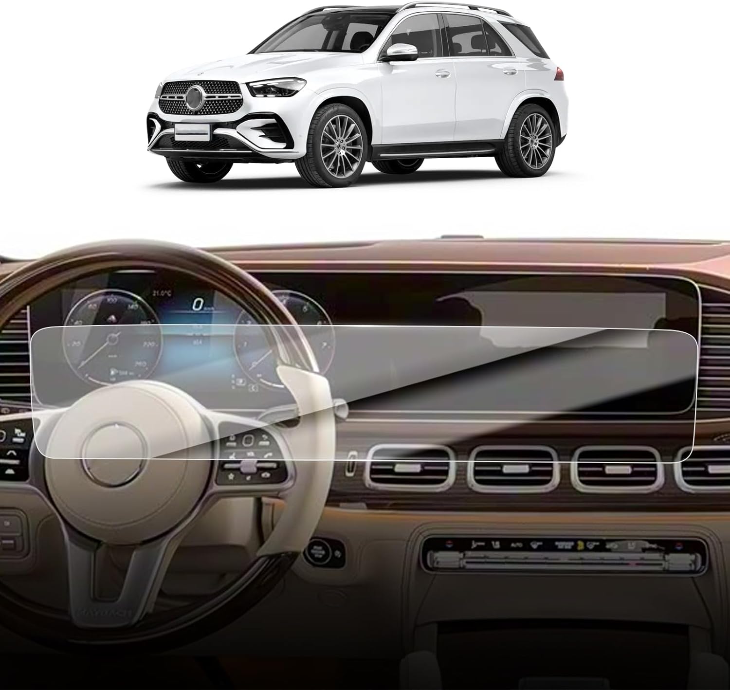 Compatible with 2025 GLE350/450/53 12.3" Center Screen Protector for 2022-2026 Benz GLS450/480/63 G500 AMG G63 GT40 Anti-Scratch HD Clear Auto-Adhesive Anti-Fingerprint Navigation Display Guard