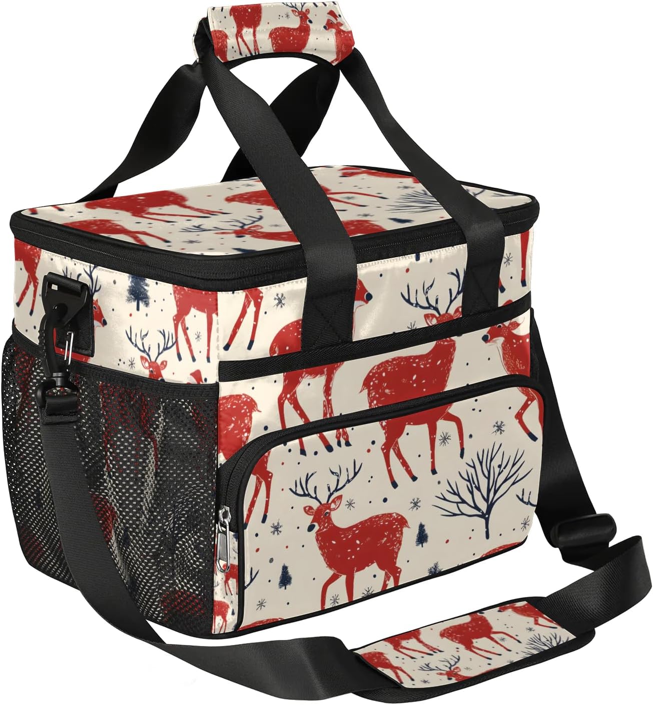 Christmas (93) Insulated Picnic Backpack Lunch Box for Women Men Picnic Basket Tote Lunch Bag Picnic Bag Portable Lunch Bags for Picnic, Beach, Work, Trip,Office, Camp