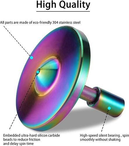 Miniatura 3 de CHEETOP Parte superior giratoria de cuerda de precisión, giroscopio de escritorio de metal de acero inoxidable de alto rendimiento, juguetes de