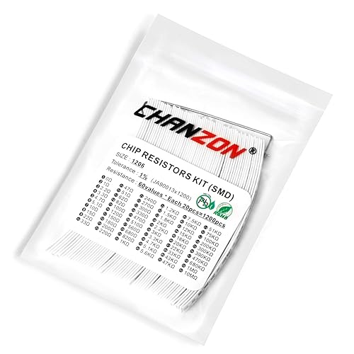 Miniatura 6 de Chanzon 1200pcs 1206 SMD Kit de resistencias 0-10M  ohmios 60 valores (cada valor 20pcs) 14W 0.25W 1% Tolerancia Película gruesa 0-10MR SMT