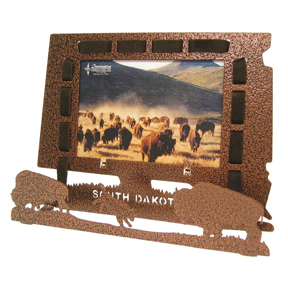 Innovative Fabricators, Inc. South Dakota State Buffalo Bison with Buffalo Hide 3X5 Horizontal Picture Frame