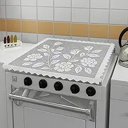 Capa Para Tampa De Fogão 4 Bocas De Renda Cor Branco 55x53cm