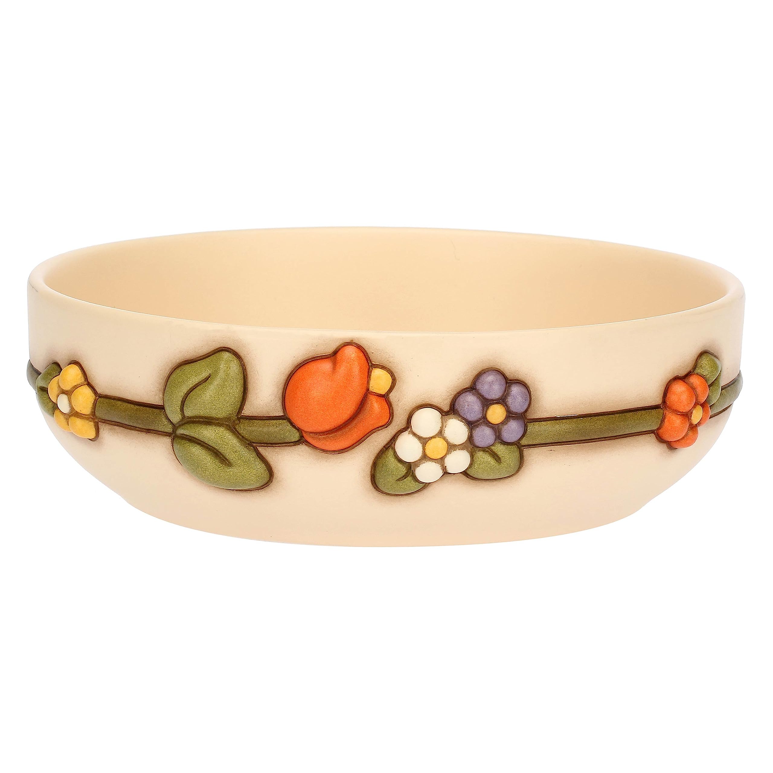THUN - Ciotola in Ceramica Decorata a Mano con Tulipano, Versione Media, Linea Country, Base 16 cm, Ø 22 cm