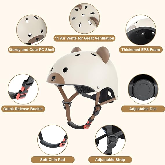KORIMEFA Cute Toddler Helmet for 10 M.-6 Yrs Kids, Multi-Sport Adjustable