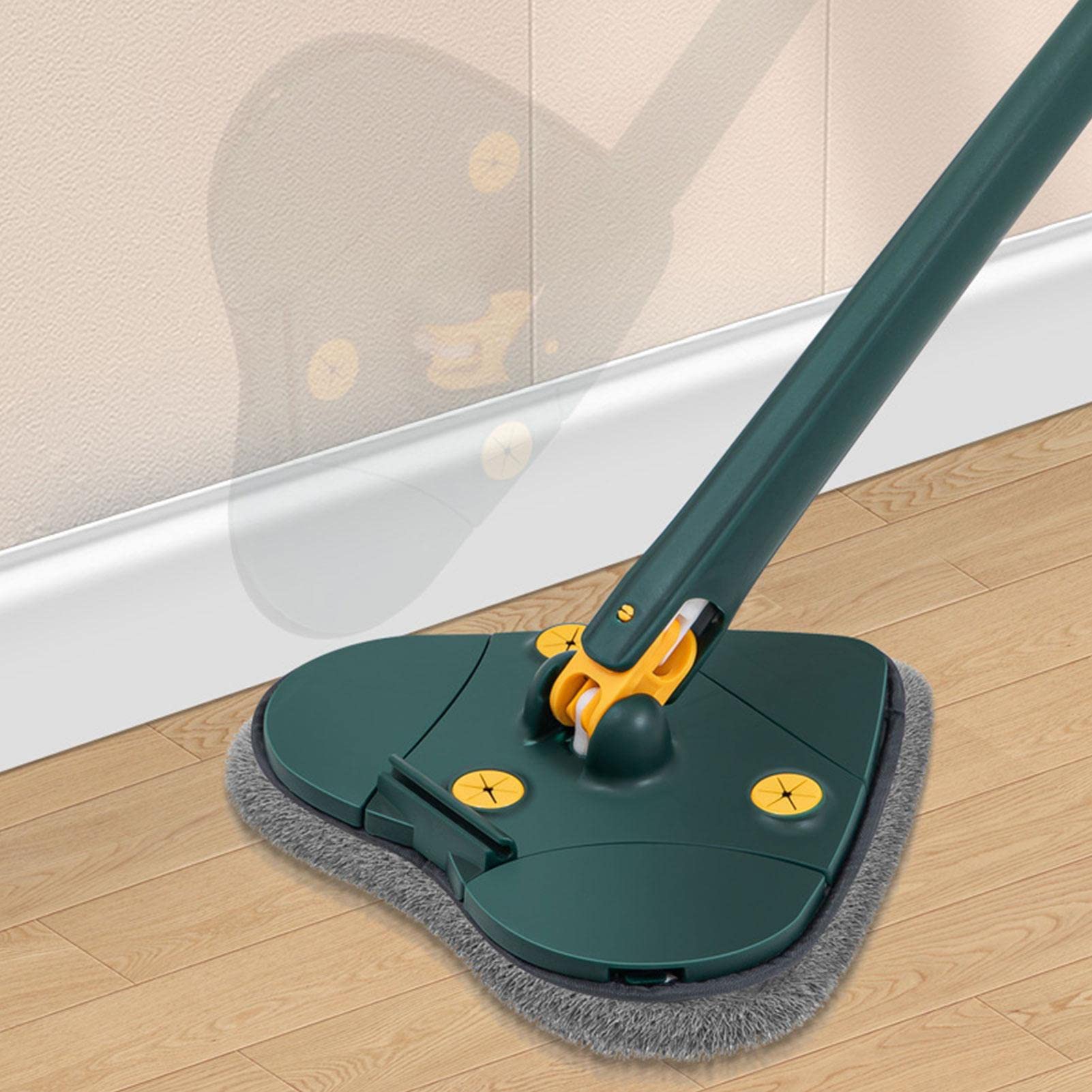 Mop Triangolare Con Manico Telescopico Regolabile Da 63 A 215 Cm - Kit Completo Con 6 Testine Lavabili Per Pavimenti, Pareti, Soffitti E Auto
