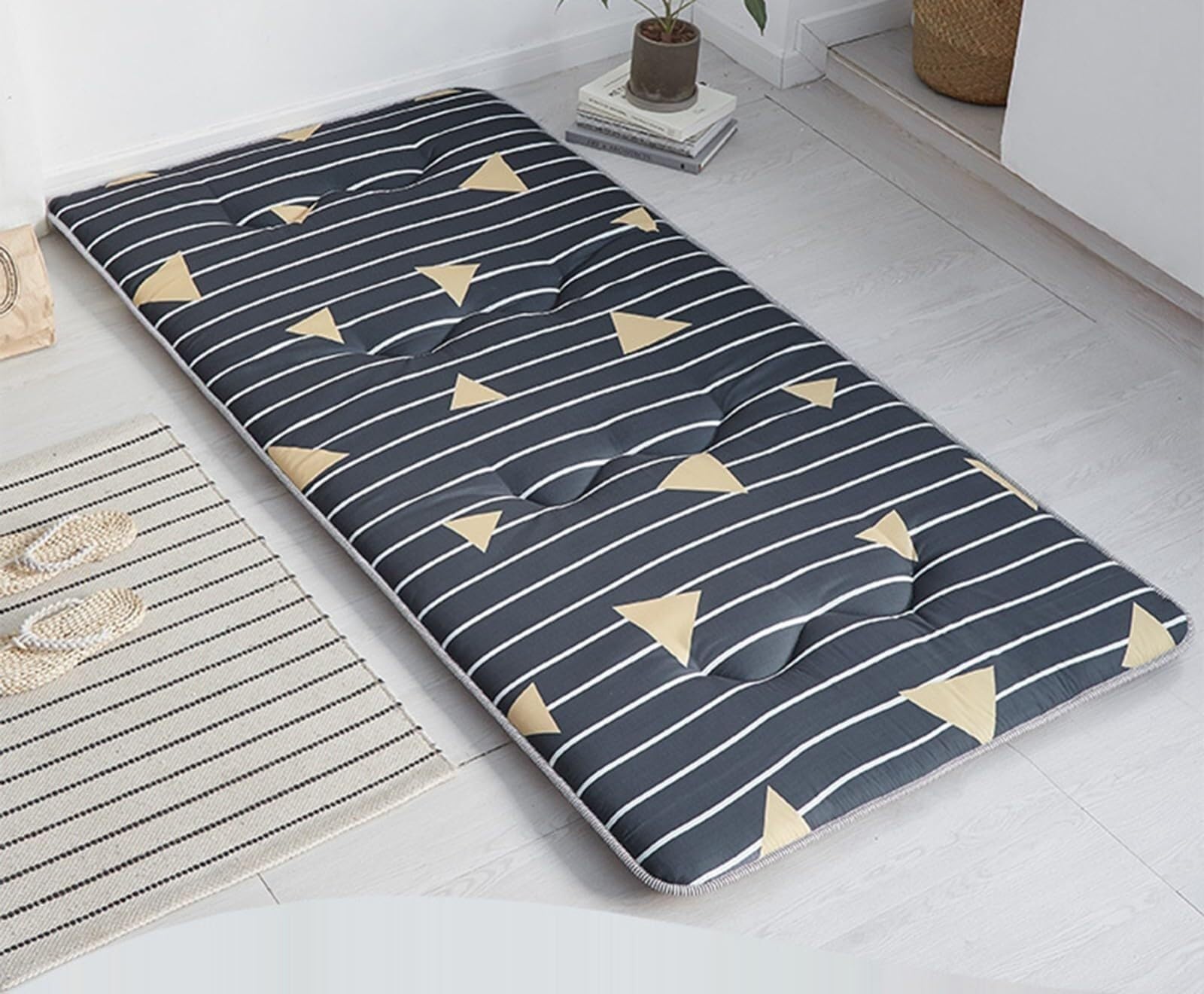 Japanische Futon-Matratze 10 cm Dickes Tatami - Faltbare Aufrollbare Futon Matratze, rutschfest Und Atmungsaktiv, Für Den Schlafsaal Zu Hause(D,Single(90x200cm))