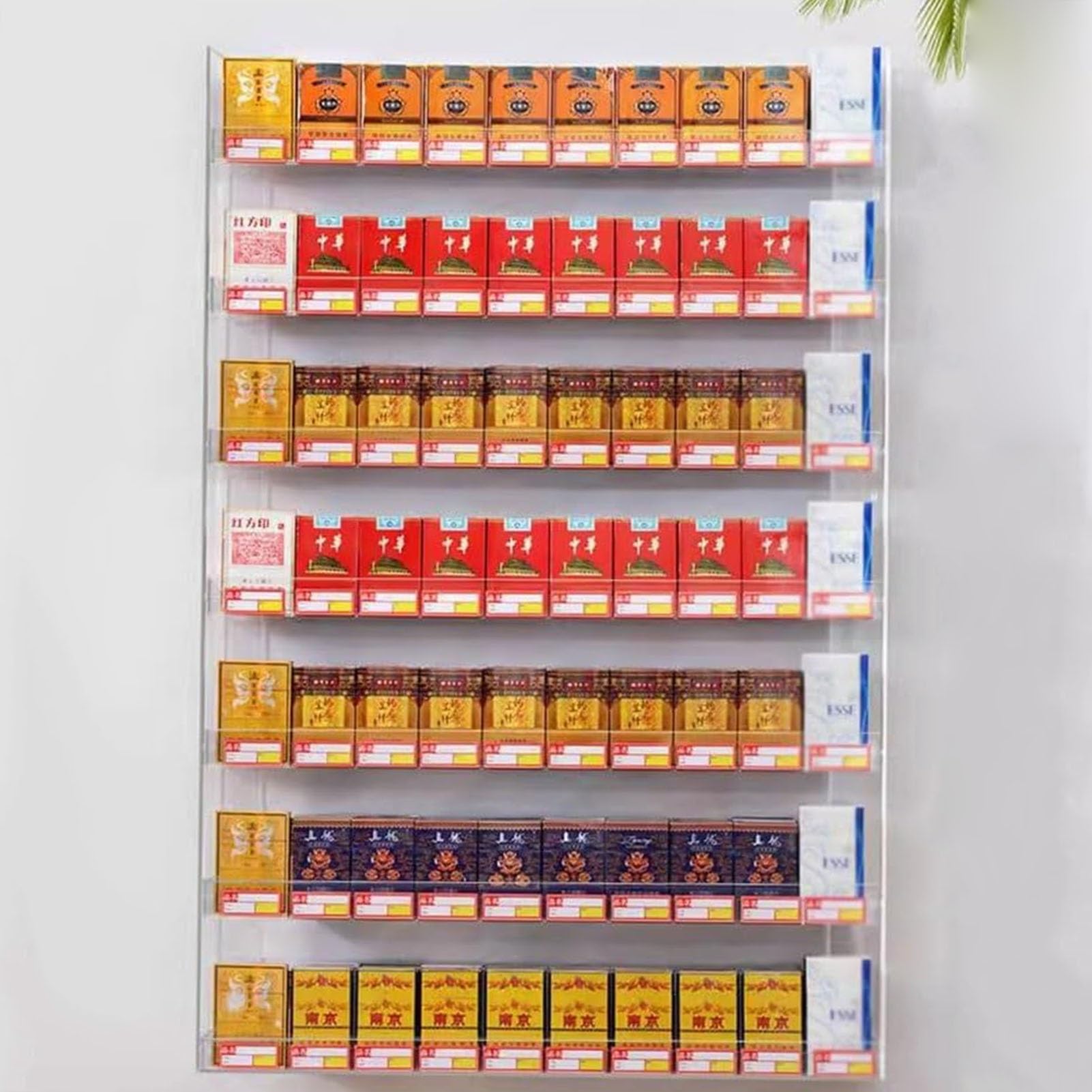 Présentoir à cigarettes mural acrylique pour éviter le désordre sur le comptoir