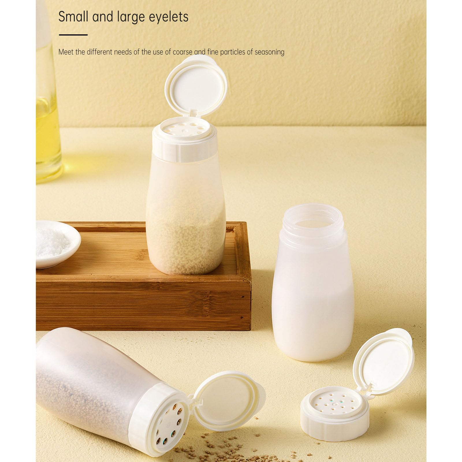 Set 3 Saliere Da Tavola 200ml Anti-Umidità - Con Etichette, Per Sale E Pepe, Design Pratico - Foto 4