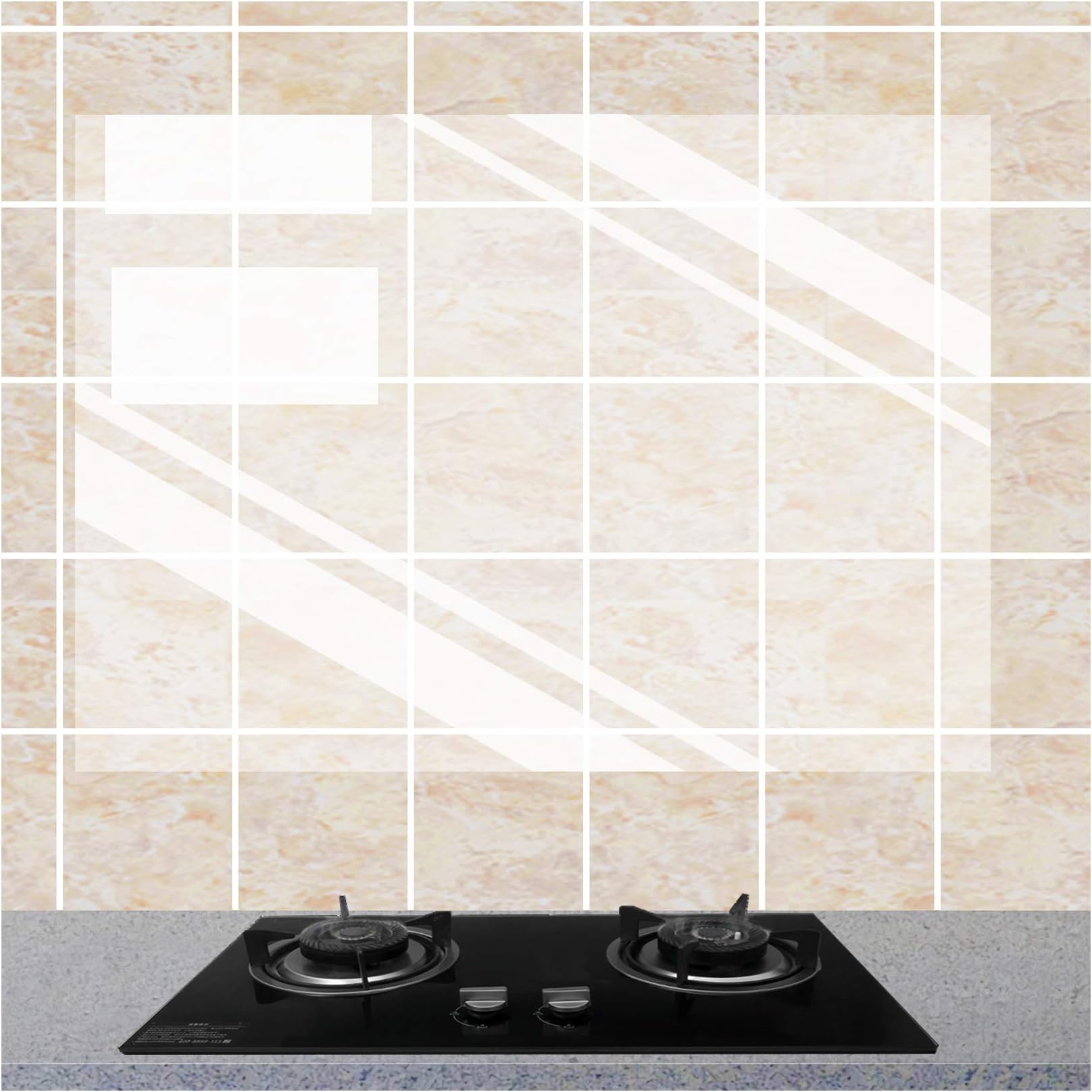 3Pcs Kitchen Backsplash Protector Clear Oil Proof Wall Stickers Wallpaper Transparent Waterproof Heat Resistant Self-Adhesive Sticker for Cupboard Doors Walls Kitchen Dining Room Wood Countertop